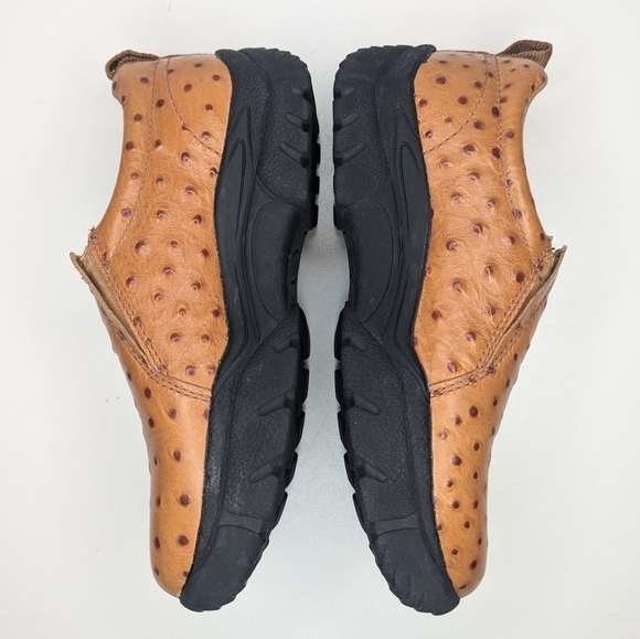 Roper Performance tan brown leather slip on clogs loafers ostrich womens sz 6.5 - Picture 7 of 10